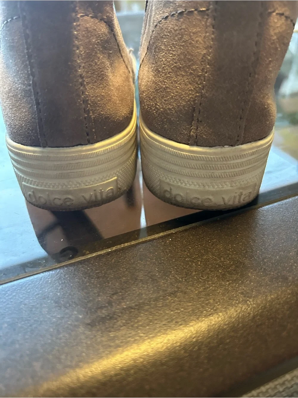 Dolce Vita Women's Taupe Suede Slip-On Ankle Booties